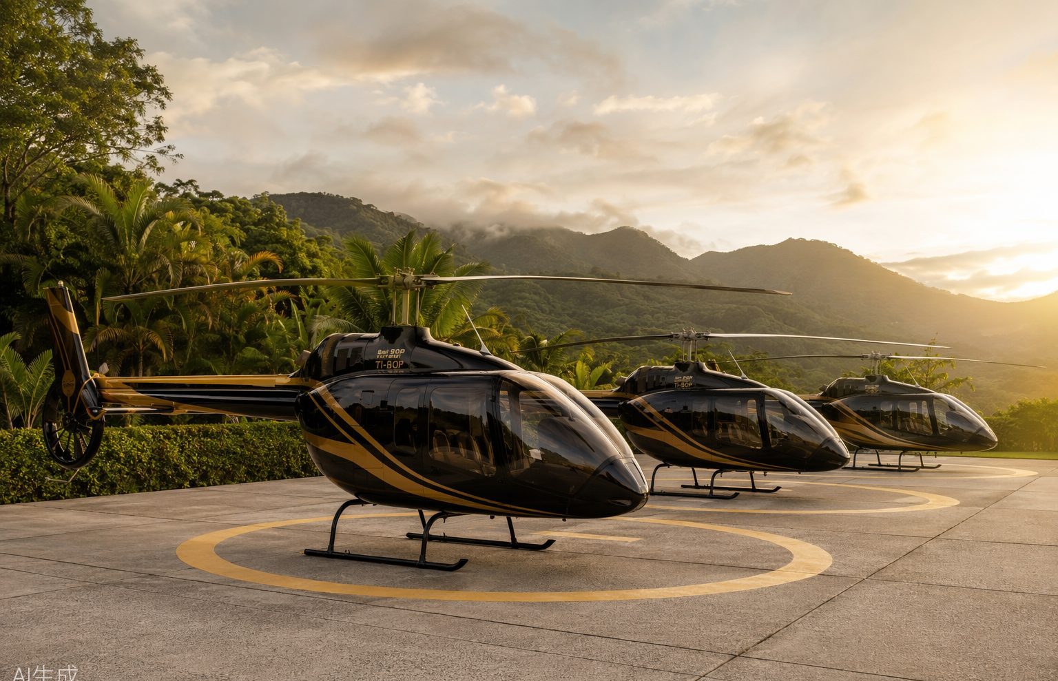 Lux Heli fleet on the helipad